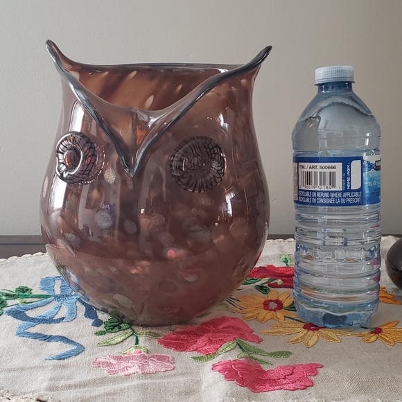 Blown glass owl vase - Picture 5 of 5